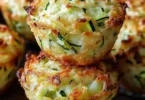 Crispy Parmesan Zucchini Potato Muffins on a plate, delicious and healthy snack.