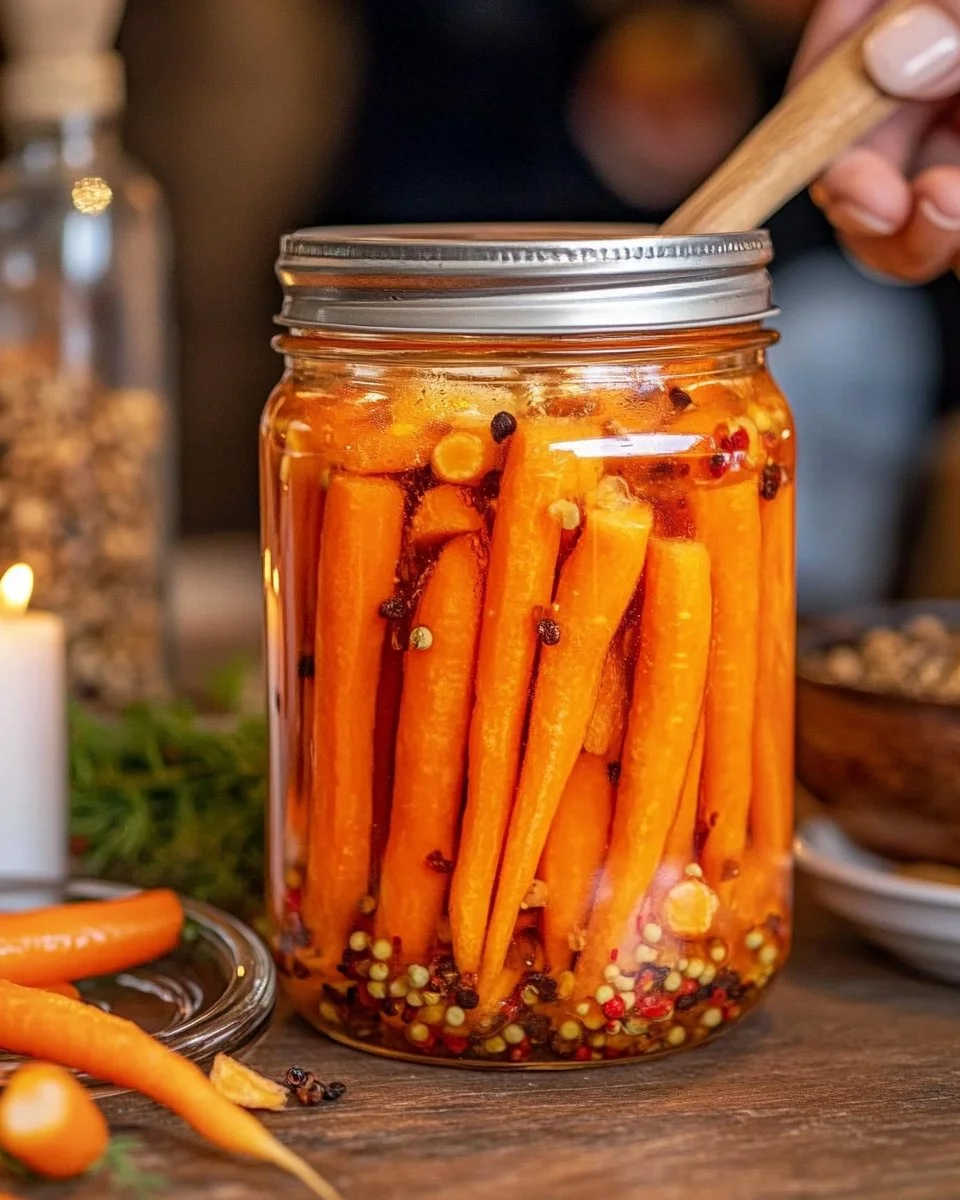Hot Honey Pickled Carrots